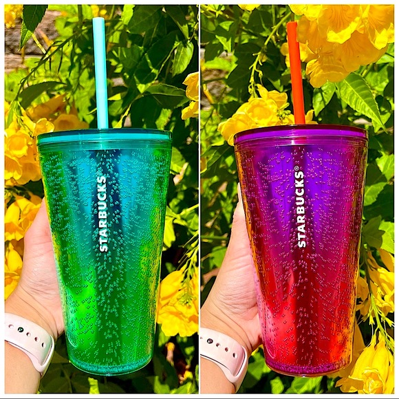 ❌LAST SET❌⭐️BRAND NEW STARBUCKS GLITTER TUMBLER CUP SET⭐️ - Picture 1 of 4